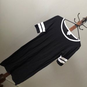 Sporty LulaRoe dress with athletic stripe sleeves